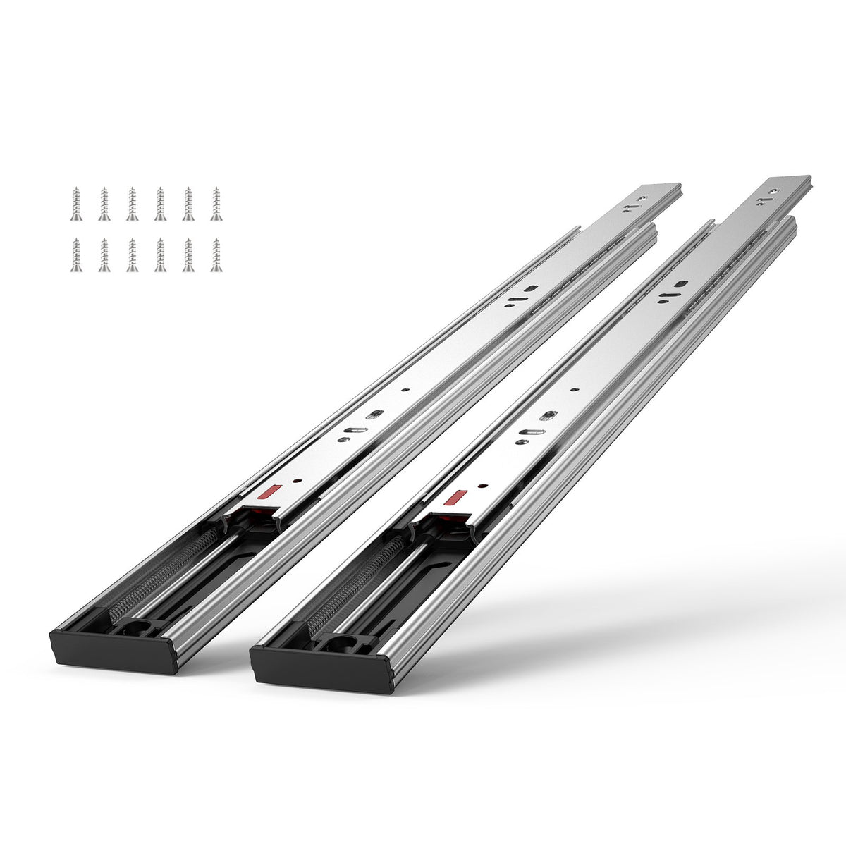 6 Pairs of 508mm Drawer Slides Side Mount Rails, Heavy Duty Full Extension Steel Track, Soft-Close Noiseless Guide Glides Cabinet Kitchen Runners with Ball Bearing, 100 Lbs Load Capacity
