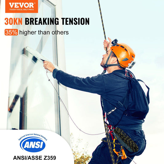 Vertical Lifeline Assembly 0.55'' x 100' Fall Protection Rope 30 KN ANSI