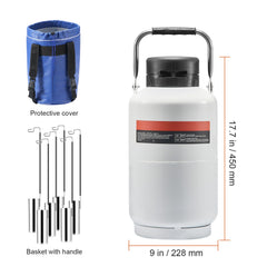 Liquid Nitrogen Tank, 3 L Aluminum Alloy Liquid Nitrogen Container, LN2 Tank Dewar with 6 Canisters and Carry Bag with Straps, Cryogenic Tank for Beauty Industry, Semen Preservation, Scientific