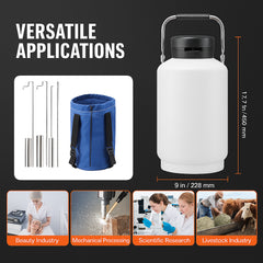 Liquid Nitrogen Tank, 3 L Aluminum Alloy Liquid Nitrogen Container, LN2 Tank Dewar with 6 Canisters and Carry Bag with Straps, Cryogenic Tank for Beauty Industry, Semen Preservation, Scientific