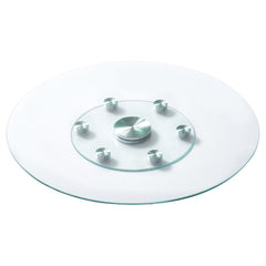 76.8 cm Glass Lazy Susan Turntable, Tempered Glass Dining Table Centerpiece with 6 Rotating Wheels, 360° Smooth & Silent Spin Tabletop Rotating Tray, for Family Gatherings, Banquets & Weddings