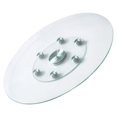 76.8 cm Glass Lazy Susan Turntable, Tempered Glass Dining Table Centerpiece with 6 Rotating Wheels, 360° Smooth & Silent Spin Tabletop Rotating Tray, for Family Gatherings, Banquets & Weddings