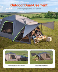SUV Tent for Camping, 10FT L x 10FT W, Waterproof PU2000mm Spacious Double Layer Design for 5-8 Person, SUV Camping Tent with Shade Awning and Mesh Windows, Includes Rainfly and Storage Bag