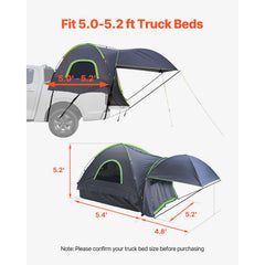 Truck Tent 5.0-5.2ft Waterproof PU2000 Truck Bed Camping Tent 2-3 Person