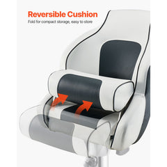 Boat Seat, High Backrest, Flip Up Boat Seat Captain Bucket Seat with Thickened Sponge Cushion & Waterproof PVC Leather, Ergonomic Design, Folding Boat Seat for Boats, Yachts, Ships, White & Grey