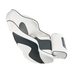 Boat Seat, High Backrest, Flip Up Boat Seat Captain Bucket Seat with Thickened Sponge Cushion & Waterproof PVC Leather, Ergonomic Design, Folding Boat Seat for Boats, Yachts, Ships, White & Grey