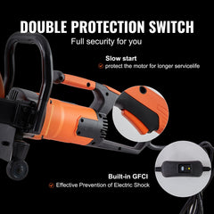 Electric Concrete Saw, 9 in, 2000 W 15 A Motor Circular Saw Cutter with 3.5 in Cutting Depth, Wet/Dry Disk Saw Cutter Includes Water Line, Pump and Blade, for Stone, Brick