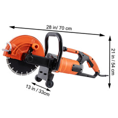 Electric Concrete Saw, 9 in, 2000 W 15 A Motor Circular Saw Cutter with 3.5 in Cutting Depth, Wet/Dry Disk Saw Cutter Includes Water Line, Pump and Blade, for Stone, Brick