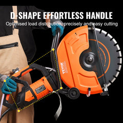 Electric Concrete Saw, 16 in, 2800 W 15 A Motor Circular Saw Cutter with Max. 6 in Adjustable Cutting Depth, Wet Disk Saw Cutter Includes Water Line, Pump and Blade, for Stone, Brick