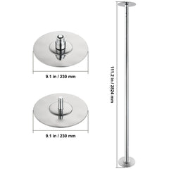 Professional Dancing Pole, Spinning Static Dancing Pole Kit, Portable Removable Pole, 45mm Heavy-Duty Stainless Steel Pole, Height Adjustable Fitness Pole, for Exercise Home Club Gym, Silver