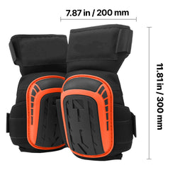 Knee Pads for Work, Extended Heavy Duty Construction Knee Pads with 2 Extension Straps, Anti-slip Foam Gel Knee Pads, Men & Women, for Gardening Flooring Roofing and Cleaning, Black and Orange