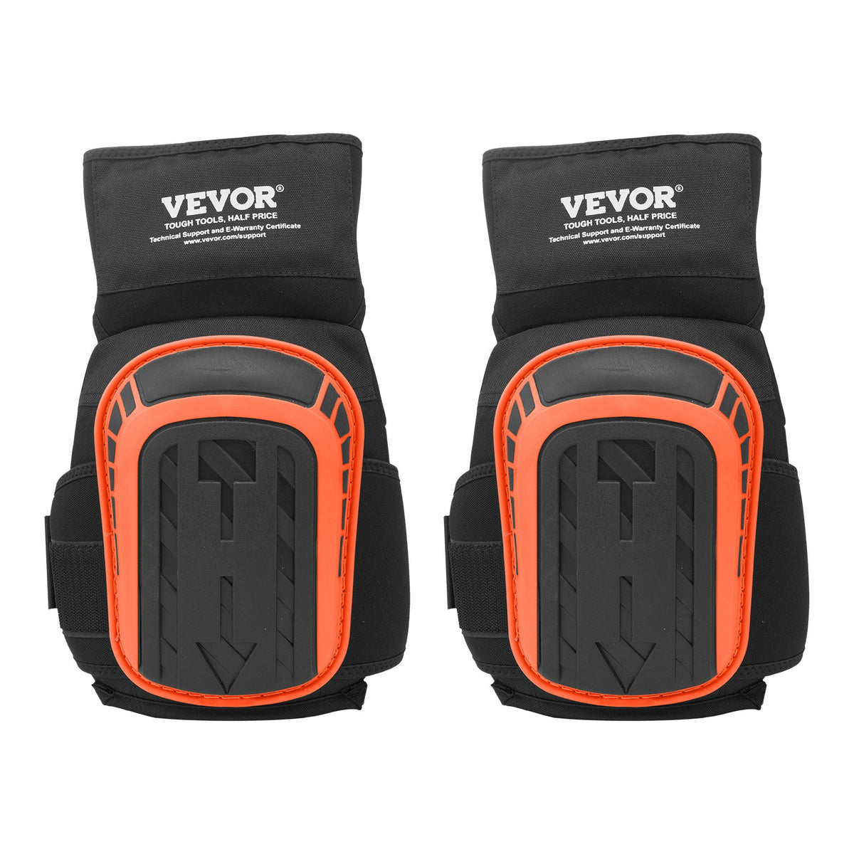 Knee Pads for Work, Extended Heavy Duty Construction Knee Pads with 2 Extension Straps, Anti-slip Foam Gel Knee Pads, Men & Women, for Gardening Flooring Roofing and Cleaning, Black and Orange