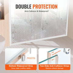 Semi-frameless Shower Door 57.7-59" x 70" SGCC Tempered Glass 1/4" Chrome