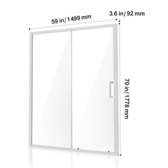 Semi-frameless Shower Door 57.7-59" x 70" SGCC Tempered Glass 1/4" Chrome