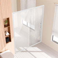 Semi-frameless Shower Door 57.7-59" x 70" SGCC Tempered Glass 1/4" Chrome