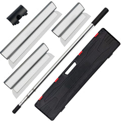 Skimming Blade Set,10"+16"+24" Blades + 35"-78" Extension Handle，European Stainless Steel Construction Knife, Aluminum Blade Profile Smoothing Knockdown Spatula for Gyprock/Drywall/Wall-Boa