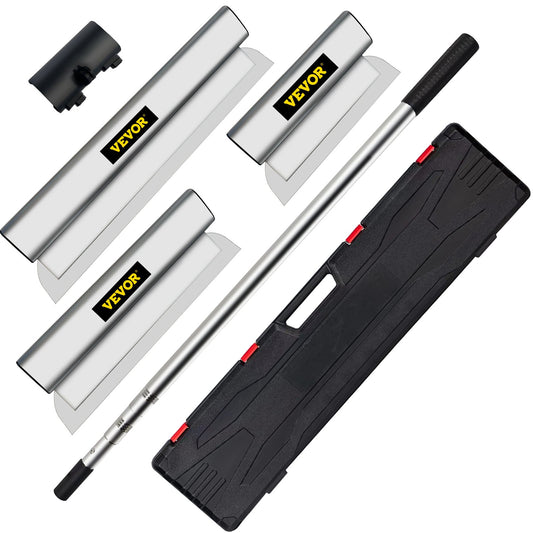 Skimming Blade Set,10"+16"+24" Blades + 35"-78" Extension Handle，European Stainless Steel Construction Knife, Aluminum Blade Profile Smoothing Knockdown Spatula for Gyprock/Drywall/Wall-Boa