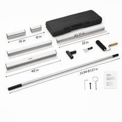 Drywall Skimming Blade Set, 10/16/24/32/40 in Skimming Blades + 34-81.6 in Extension Handle Pole, Stainless Steel Knife Professional Skim Coat Tools, for Gyprock/WallBoard/Plasterboard