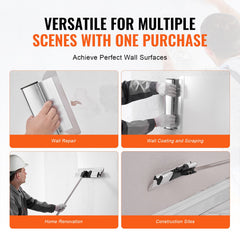 Drywall Skimming Blade Set, 7/10/14/16/24 in Skimming Blades + 34 - 81.6 in Extension Handle Pole, Stainless Steel Knife Professional Skim Coat Tools, for Gyprock/WallBoard/Plasterboard
