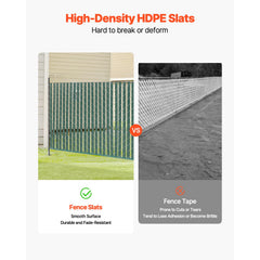 Bottom Locking Privacy Slats, Single-Wall Vertical Bottom-Locking Slats for Chain-Link Fence, High-Density HDPE Chain Link Slats Ideally Fit 1.2 m High Fence for Garden Farm Sports Field(Green)
