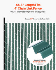 Bottom Locking Privacy Slats, Single-Wall Vertical Bottom-Locking Slats for Chain-Link Fence, High-Density HDPE Chain Link Slats Ideally Fit 1.2 m High Fence for Garden Farm Sports Field(Green)