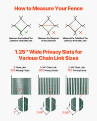 Bottom Locking Privacy Slats, Single-Wall Vertical Bottom-Locking Slats for Chain-Link Fence, High-Density HDPE Chain Link Slats Ideally Fit 1.2 m High Fence for Garden Farm Sports Field(Green)