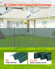 Bottom Locking Privacy Slats, Single-Wall Vertical Bottom-Locking Slats for Chain-Link Fence, High-Density HDPE Chain Link Slats Ideally Fit 1.2 m High Fence for Garden Farm Sports Field(Green)