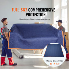 Moving Blankets, 2032 x 1829 mm, 29.5 kg/dz, 12 Packs, Professional Non-Woven & Recycled Cotton Packing Blanket, Heavy Duty Mover Pads for Protecting Furniture, Floors, Appliances, Blue/Orange