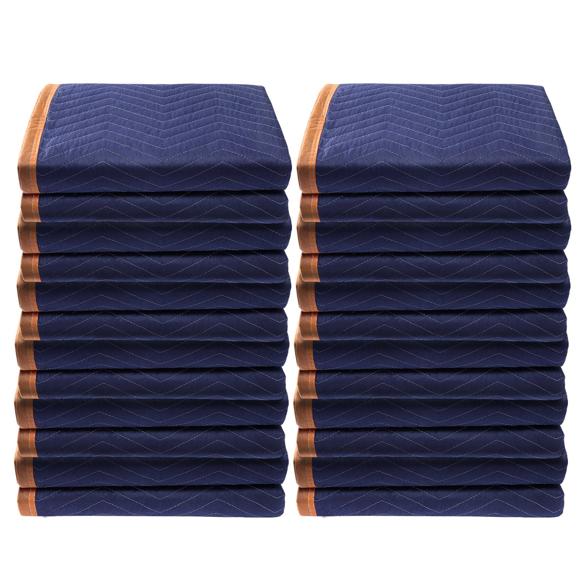 Moving Blankets, 2032 x 1829 mm, 15.6 kg/dz, 12 Packs, Professional Non-Woven & Recycled Cotton Packing Blanket, Heavy Duty Mover Pads for Protecting Furniture, Floors, Appliances, Blue/Orange