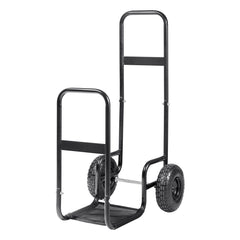 Firewood Log Cart, 113 kg Load Capacity, Outdoor and Indoor Wood Rack Storage Mover with Pneumatic Rubber Wheels, Heavy Duty Steel Dolly Hauler, Firewood Carrier for Fireplace, Fire Pit, Black
