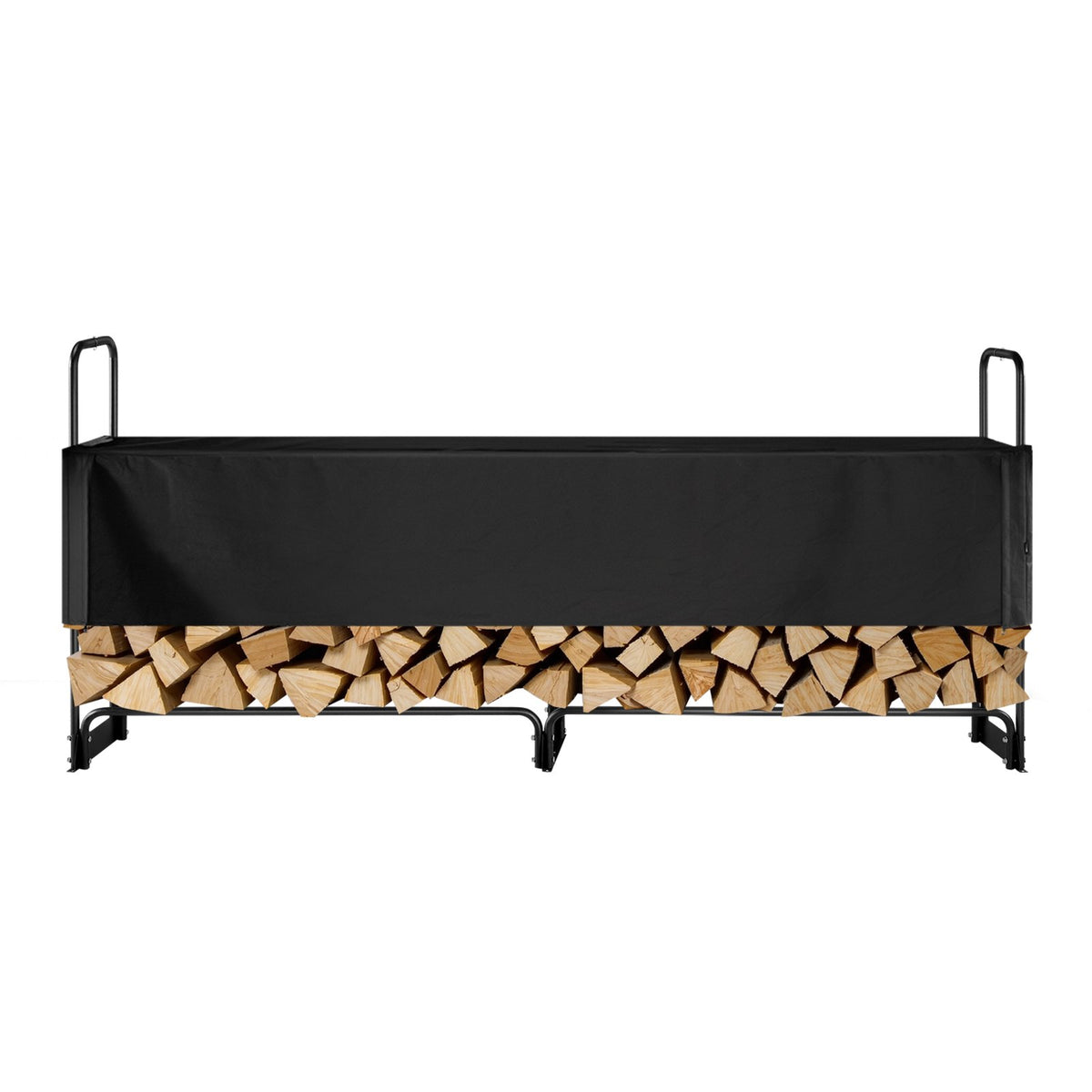 VEVOR Firewood Rack with Waterproof Cover, 257 x 36 x 117 cm Outdoor Firewood Holder, 660lb Weight Capacity, 1/2 Cord Log Holder, Half-Covered, Powder-coated Wood Storage Rack for Fireplace Deck