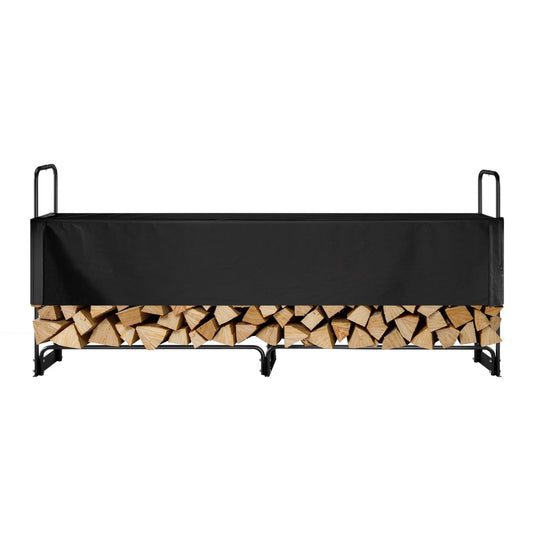VEVOR Firewood Rack with Waterproof Cover, 257 x 36 x 117 cm Outdoor Firewood Holder, 660lb Weight Capacity, 1/2 Cord Log Holder, Half-Covered, Powder-coated Wood Storage Rack for Fireplace Deck