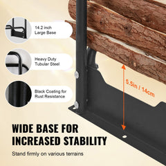 Firewood Rack with Waterproof Cover, 383 x 36 x 117 cm Outdoor Firewood Holder, 660lb Weight Capacity, 1/2 Cord Log Holder, Half-Covered, Powder-coated Wood Storage Rack for Fireplace Deck
