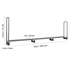 Firewood Rack with Waterproof Cover, 383 x 36 x 117 cm Outdoor Firewood Holder, 660lb Weight Capacity, 1/2 Cord Log Holder, Half-Covered, Powder-coated Wood Storage Rack for Fireplace Deck