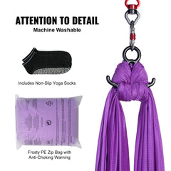 Aerial Silk & Yoga Swing, 8 m Length, Aerial Yoga Hammock Kit with 100gsm Nylon Fabric, Full Rigging Hardware & Easy Set-up Guide, Antigravity Flying for All Levels Fitness Bodybuilding, Purple