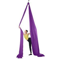 Aerial Silk & Yoga Swing, 8 m Length, Aerial Yoga Hammock Kit with 100gsm Nylon Fabric, Full Rigging Hardware & Easy Set-up Guide, Antigravity Flying for All Levels Fitness Bodybuilding, Purple