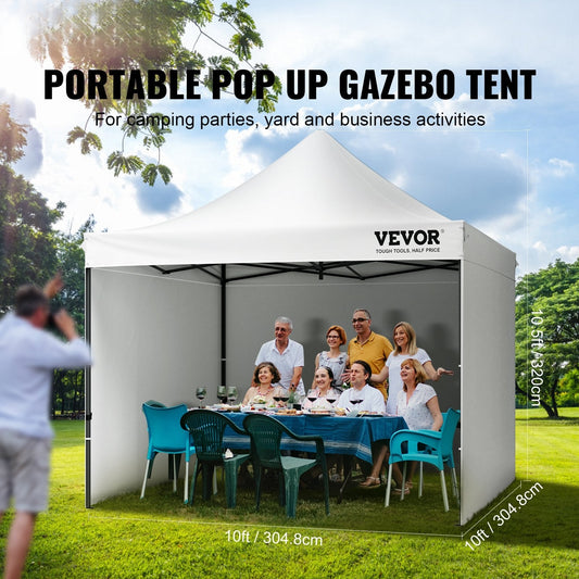 Pop Up Canopy Tent Outdoor Gazebo Tent 10x10FT with Sidewalls & Bag White