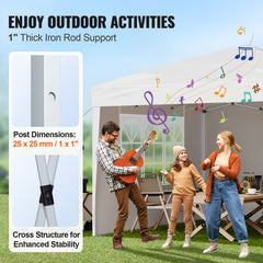 Pop Up Canopy, 2.95 x 2.95 m Instant Canopy Portable Gazebo with 3 Sidewalls & 2 Ventilated Windows, Height Adjustable Pop-Up Outdoor Shelter Tent for Events, Patio, Backyard, Party, Parking