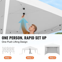 Pop Up Canopy, 2.95 x 2.95 m Instant Canopy Portable Gazebo with 3 Sidewalls & 2 Ventilated Windows, Height Adjustable Pop-Up Outdoor Shelter Tent for Events, Patio, Backyard, Party, Parking