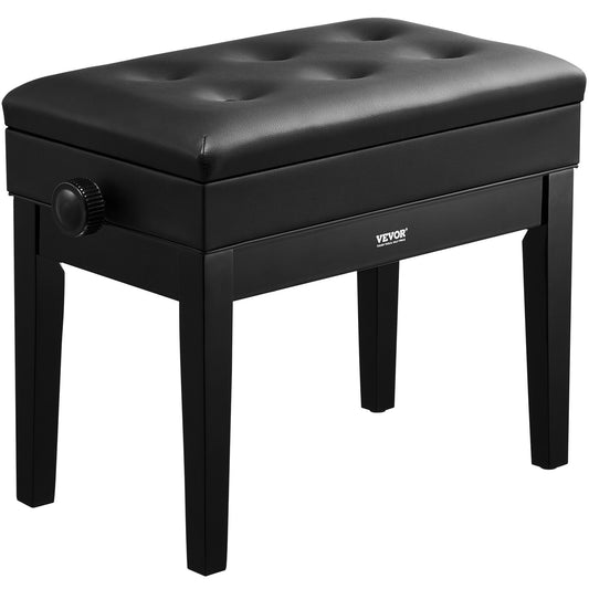 Piano Bench, Keyboard Piano Chair with 19.3"-22.8" Adjustable Height, Padded Cushion, Storage Compartment for Music Books, Heavy Duty Wooden Piano Stool Seat, for Vanity, Living Room, Bedroom