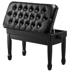 Piano Bench, Duet Keyboard Piano Chair with 20.3"-23.4” Adjustable Height, High-Density Padded Cushion, Storage Compartment for Music Books, Wooden Piano Stool Seat, for Vanity, Living Room