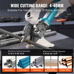 1100W Electric Rebar Cutter Cutting up to 3/2In 4-40mm