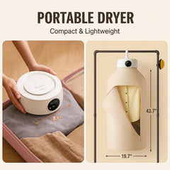 Portable Clothes Dryer, Clothes Dryer with Dryer Bag, PTC Heating & LED Display, Foldable Mini Dryer with 5-H Timer for Apartments, Dorms, RVs, or Hotels, 600W, Beige