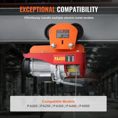 Electric Hoist Manual Trolley, 1 Ton Load Capacity for PA200 PA250 PA300 PA400 PA500, Push Beam Trolley with Dual Wheels, 68 mm-110 mm Adjustable Beam Flange Width for Straight Curved I Beam
