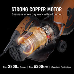 30.48cm Electric Concrete Saw Wet/Dry Saw Cutter with Water Pump and Blade