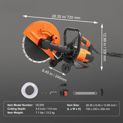 30.48cm Electric Concrete Saw Wet/Dry Saw Cutter with Water Pump and Blade