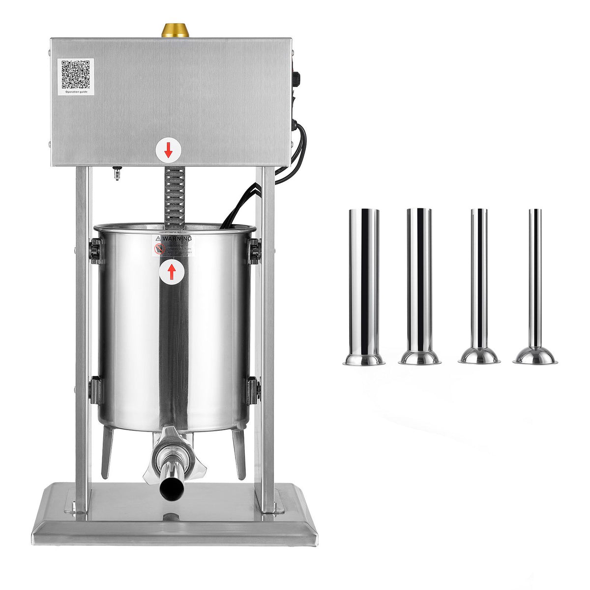 Electric Sausage Stuffer, 22 LBS / 10 L Vertical Meat Stuffer, Stepless Speed Control and Foot Pedal, Stainless Steel Heavy Duty Sausage Filler with 4 Stuffing Tubes, for Commercial & Home Use