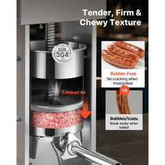 Electric Sausage Stuffer, 22 LBS / 10 L Vertical Meat Stuffer, Stepless Speed Control and Foot Pedal, Stainless Steel Heavy Duty Sausage Filler with 4 Stuffing Tubes, for Commercial & Home Use