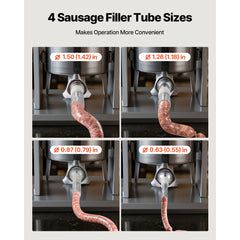 Electric Sausage Stuffer, 22 LBS / 10 L Vertical Meat Stuffer, Stepless Speed Control and Foot Pedal, Stainless Steel Heavy Duty Sausage Filler with 4 Stuffing Tubes, for Commercial & Home Use