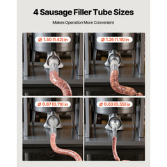 Electric Sausage Stuffer, 33 LBS / 15 L Vertical Meat Stuffer, Stepless Speed Control and Foot Pedal, Stainless Steel Heavy Duty Sausage Filler with 4 Stuffing Tubes, for Commercial & Home Use